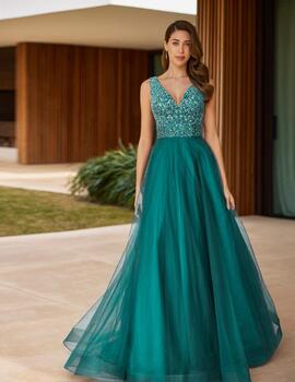 VESTIDO TUL PEDRERIA JADE