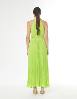 VESTIDO CAMISERO PLISADO VERDE