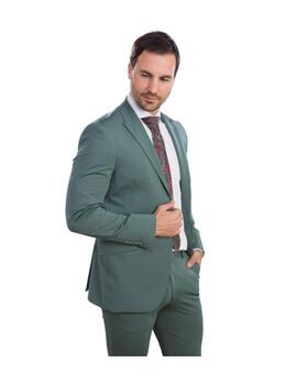 Traje Lino Clemente slim fit superlicra verde 1768