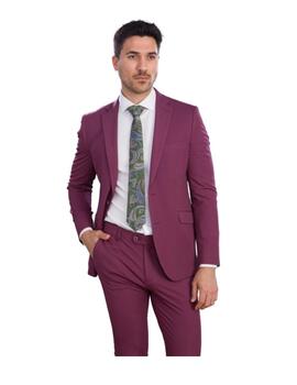 Traje Lino Clemente slim rosa c/1404