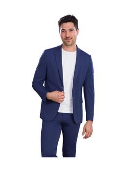 Traje Lino Clemente slim fit superlicra azul c1408