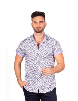 Camisa Yellow m/c estampada azules