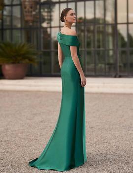 Vestido MARFIL mikado verde alpìno