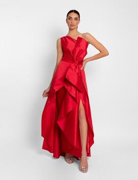 Vestido MONCHO HEREDIA tafetan lazada rojo