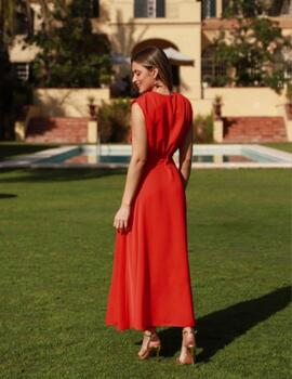 VESTIDO AMINE ROJO 3 BOTONES