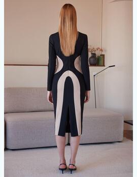 VESTIDO CORTES CONTRASTES