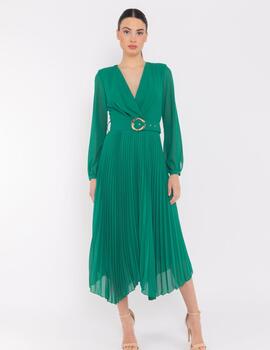 VESTIDO PLISADO  VERDE