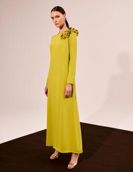 VESTIDO RECTO ADORNO FLOR LIMA
