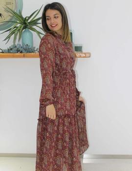 Vestido estampado burdeos