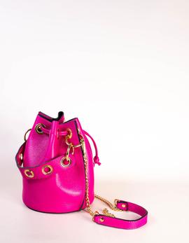 Bolso-saco de piel fucsia