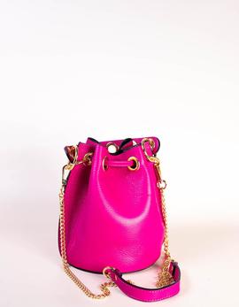 Bolso-saco de piel fucsia