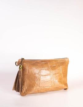 Bolso-sobre piel cocodrilo beige