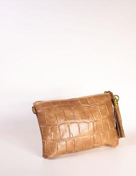 Bolso-sobre piel cocodrilo beige