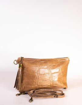 Bolso-sobre piel cocodrilo beige