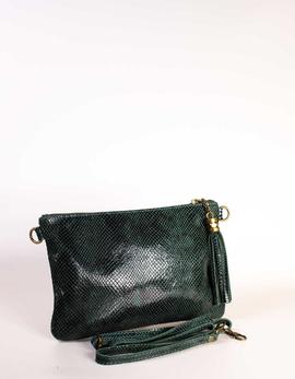 Bolso-sobre piel serpiente verde