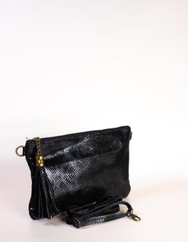 Bolso-sobre piel serpiente negro