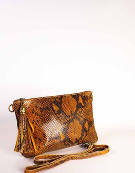 Bolso-sobre piel serpiente camel