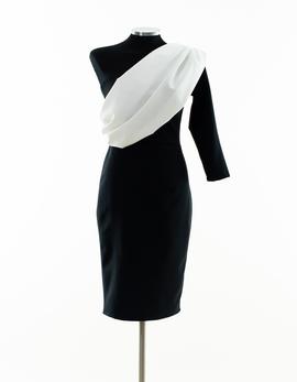 Vestido corto asimétrico negro/blanco