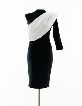 Vestido corto asimétrico negro/blanco