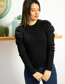 Jersey con manga abullonada negro