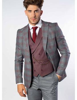 Traje slim fit Sinigual 4341 gris y granate para hombre