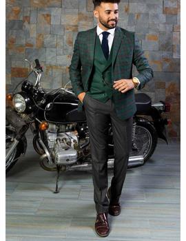 Traje slim fit Sinigual 4343 gris y verde para hombre