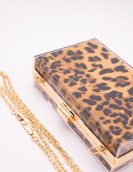 Bolso fiesta metacrilato leoparado