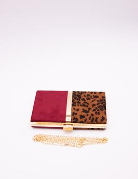 Bolso fiesta leopardo/burdeos