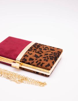 Bolso fiesta leopardo/burdeos