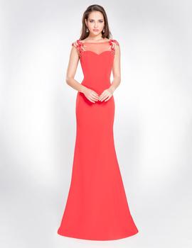 Vestido largo X-M rojo corte sirena