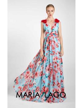 Vestido María Lago Petal azul