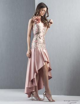 Vestido MONCHO HEREDIA falda asimétrico rosa