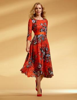 Vestido midi Arggido naranja estampado