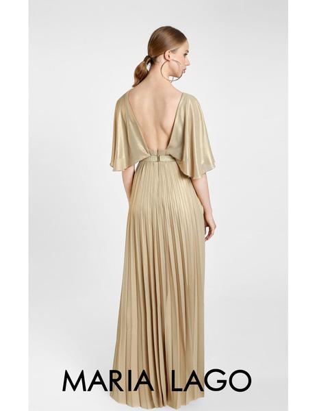 Vestido plisado sales dorado uterqüe
