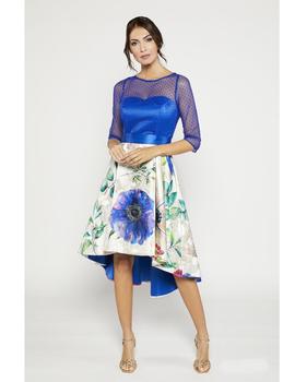 Vestido Laura asimétrico plumeti azul