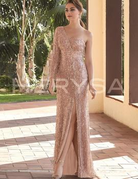 Vestido HERYSA Samira paillettes rosa nude