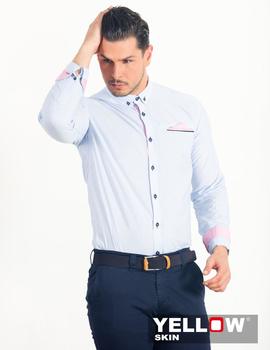 Camisa Yellow Skin 7266 azul rallas horizontales para hombre