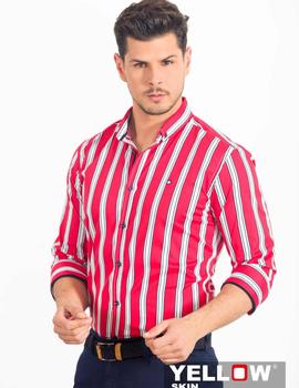 Camisa Yellow Skin 7248 roja rayas para hombre