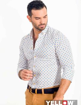 Camisa Yellow Skin 7306 blanca con detalles para hombre