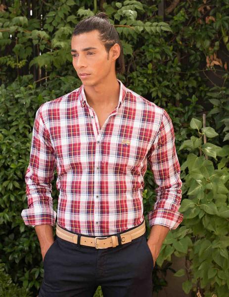 Camisa Vespita 4670 roja cuadros para hombre