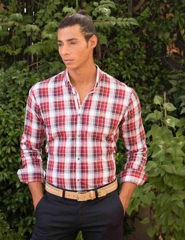 Camisa La Vespita 4670 roja cuadros para hombre