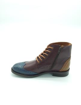 Bota Piel 20107 azul/granate para hombre