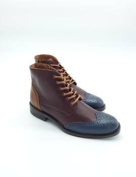 Bota Piel 20107 azul/granate para hombre