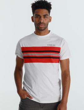 Camiseta Six Valves FRANJA PECHO blanca para hombre