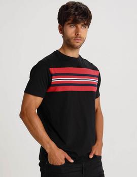 Camiseta Six Valves FRANJA PECHO negra para hombre