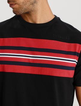 Camiseta Six Valves FRANJA PECHO negra para hombre