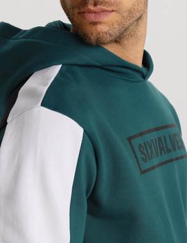 Sudadera Six Valves CORTES  con capucha verde para hombre