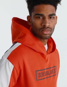 Sudadera Six Valves CORTES con capucha naranja para hombre