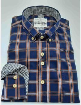 Camisa Darío Beltrán FUENTE marina cuadros para hombre