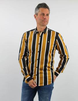 Camisa Yellow Skin 7129 mostaza rayas para hombre